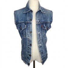 Vintage Levis 70506 Denim Vest Cutoff Sleeves Trucker Jacket Size 32 USA Unisex