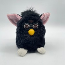 1998 Vintage Furby Black Witch's Cat with Brown Eyes and Pink Ears, PARTS ONLY