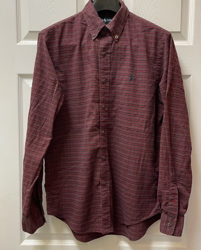 Polo Ralph Lauren uomo media quadri manica lunga camicia pony preppy 100% cotone