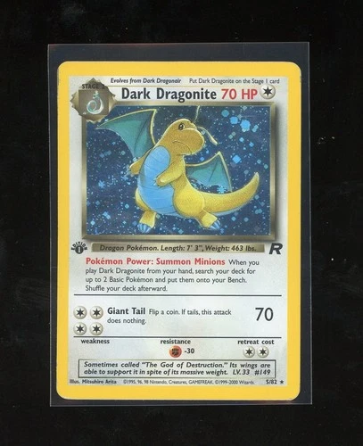 1ST EDITION PSA 1 2000 Team Rocket Dark Dragonite 5/82 Holo Foil Rare Pokemon