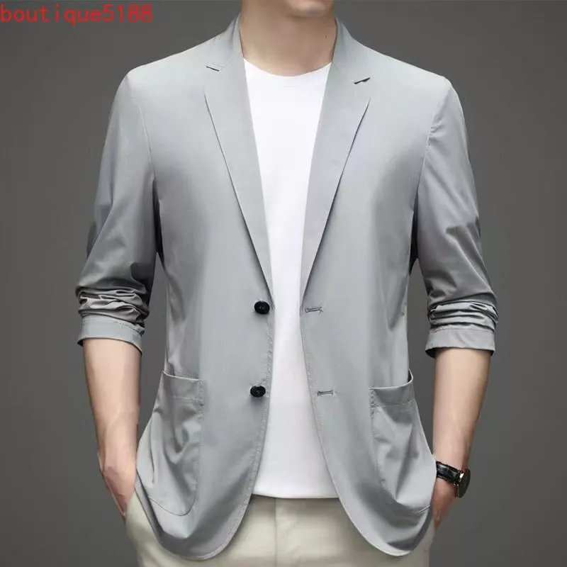 Men Casual Suit Collar Coats Jackets Summer Sunproof Coat Breathable Ice Silk