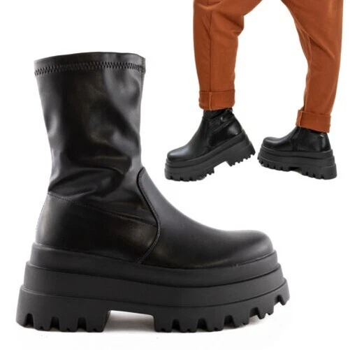 Chunky sole hotsell biker boots