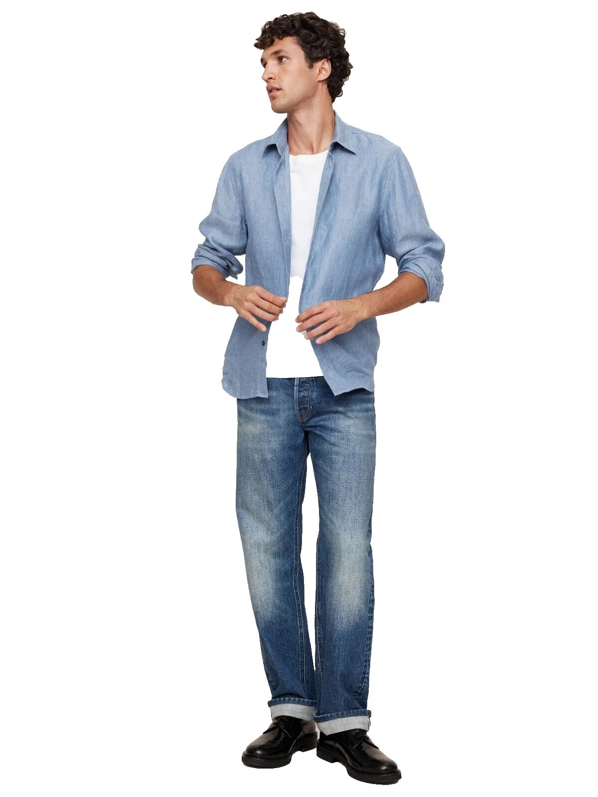 Botón Casual sólido Lino Banana Republic-Down Shirts for Men