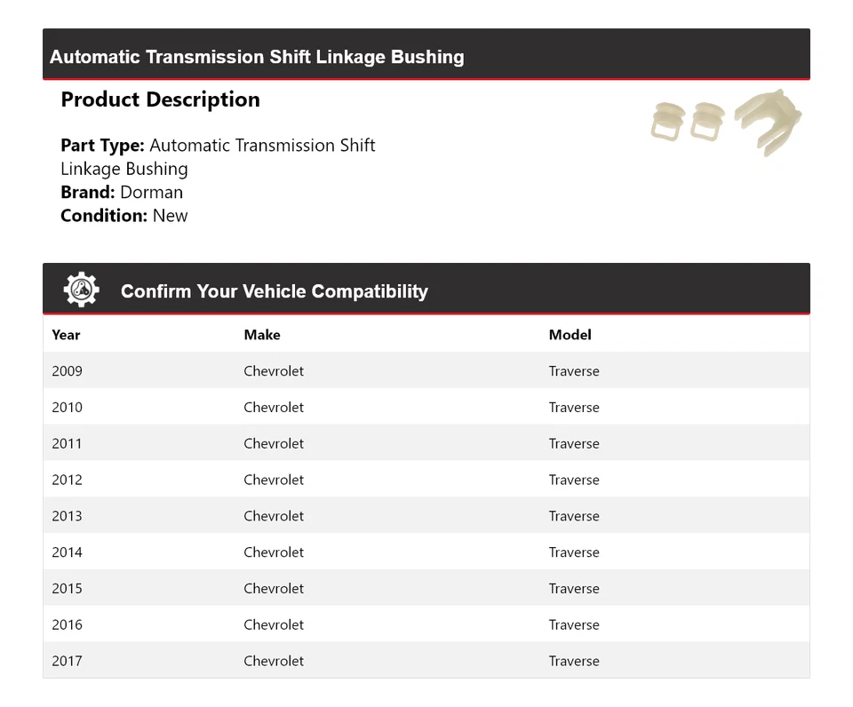 Buje de acoplamiento de cambio para Chevrolet Traverse Dorman AT 2009-2017 2010 2011 2012 Foto 2 de 4