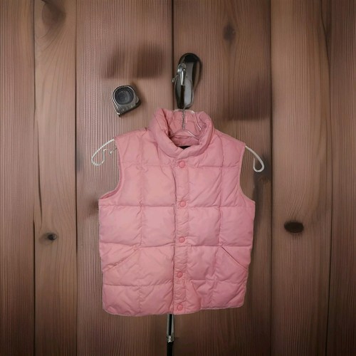 Lands End Girls Youth Quilted Down Snap Front Puffer Vest PINK Size L 6x-7 - Picture 2 of 6