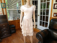 Mango Suit~Peach Embellished Sweater Dress~M~Flutter Sleeves~Ruffles/Lace~E/U/C