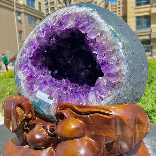 29.23LB Natural uruguay amethyst geode quartz money bag crystal energy+stand - 第 15/16 張圖片