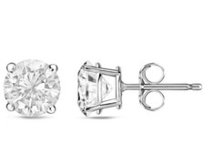 14k Solid White Gold 0.50 CT 4mm Cubic Zirconia Earrings Christmas Gift