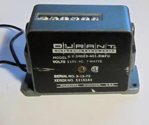 Durant 6-Y-34023-401 RMFU 6 Digit Electric Power Event Counter 115VAC 7 Watts