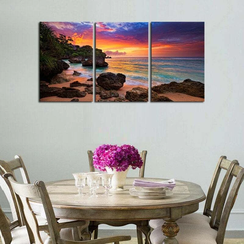 Multi Panel Print Hawaiian Beach Sunrise Canvas 5 Piece Wall Art Sunset Ocean - Image 3 of 4