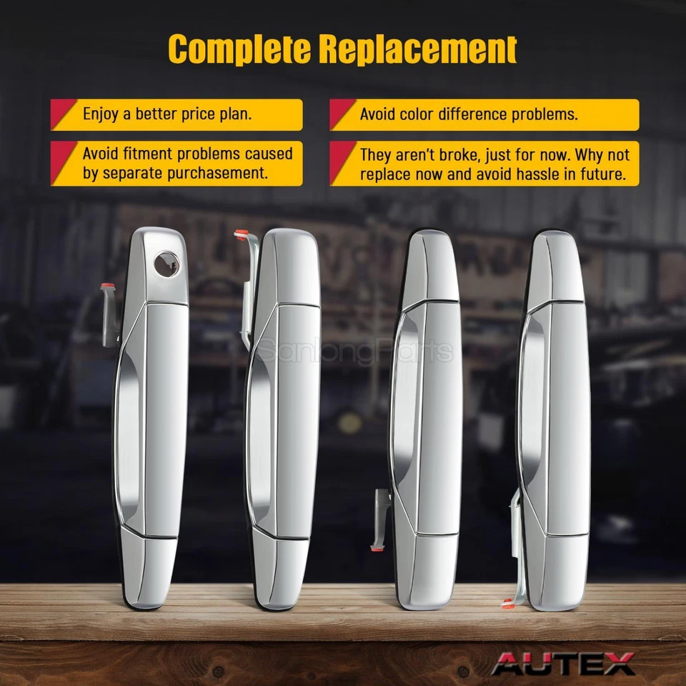 4pcs 80545 80546 80547 80105 Chrome Exterior Front/Rear Left/Right Door Handle - Изображение 4 из 4