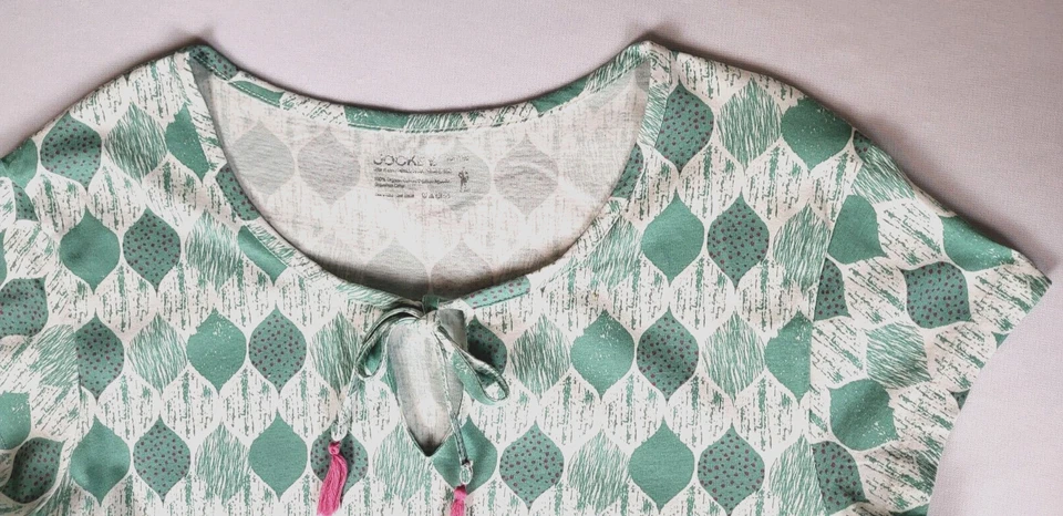 Jockey Women's 1X 100% Organic Cotton Multicolor Boho Tassel Tie Sleep Shirt - Image 3 of 4