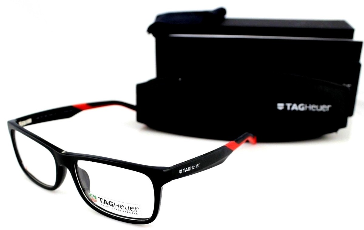 RARE New Authentic TAG HEUER Matte Black Red Eye Glasses