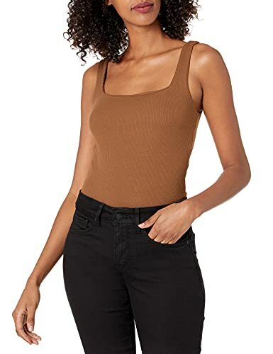 MSRP $68 BCBGeneration Tank Top Bodysuit Square Neck Brown