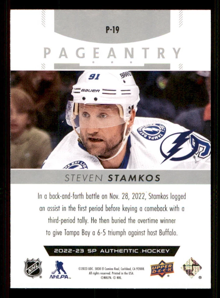 2022-23 SP Authentic Pageantry #P19 Steven Stamkos - Image 2 of 2