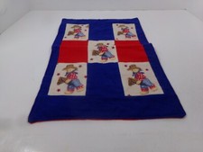 Cowboy Bears Baby Doll Quilt Red White Blue Blanket 14 1/2 " x 10" Handmade