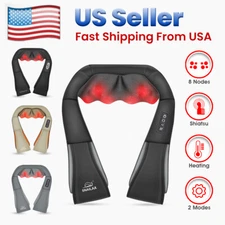 Snailax Shiatsu Shoulder Neck Massager with Heat Deep Tissue 3D Kneading Pillow