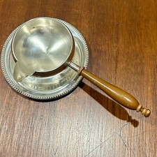 Vintage Sterling Silver Sauce Boat Creamer Side Handle By Amston with Plate 