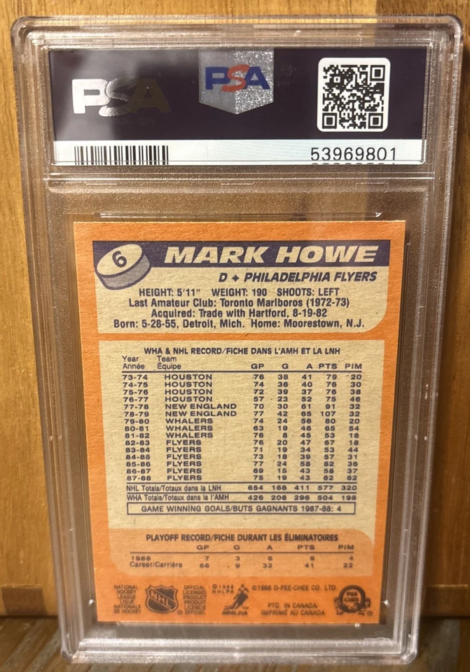 1988 O-Pee-Chee Mark Howe PSA 10 Gem Mint - Image 2 of 2