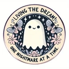 Living The Dream Ghost Pin Badge Funny Cute Goth Pastel Spooky Enamel Brooch