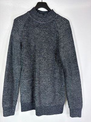 RESERVED Pullover Herren MEDIUM High Neck Pulli Strick Blau Melange