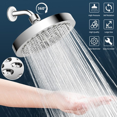 #ad 360° High Pressure Rain Shower Head Flow Rainfall 6 Inch Luxury Chrome $15.99