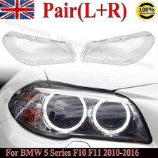 Left + Right Side Headlight Lens Headlamp Cover For BMW 5 Series F10 F11 2011-16