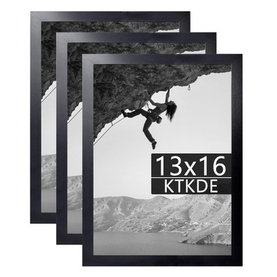 Ktkde 13X16 Picture Frame Set Of 3 Modern Poster Black Frame 16X13 Wooden