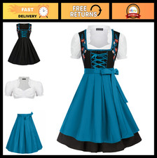 Embroidered 3-Piece Bavarian Dirndl Dress Set for Oktoberfest Festivals
