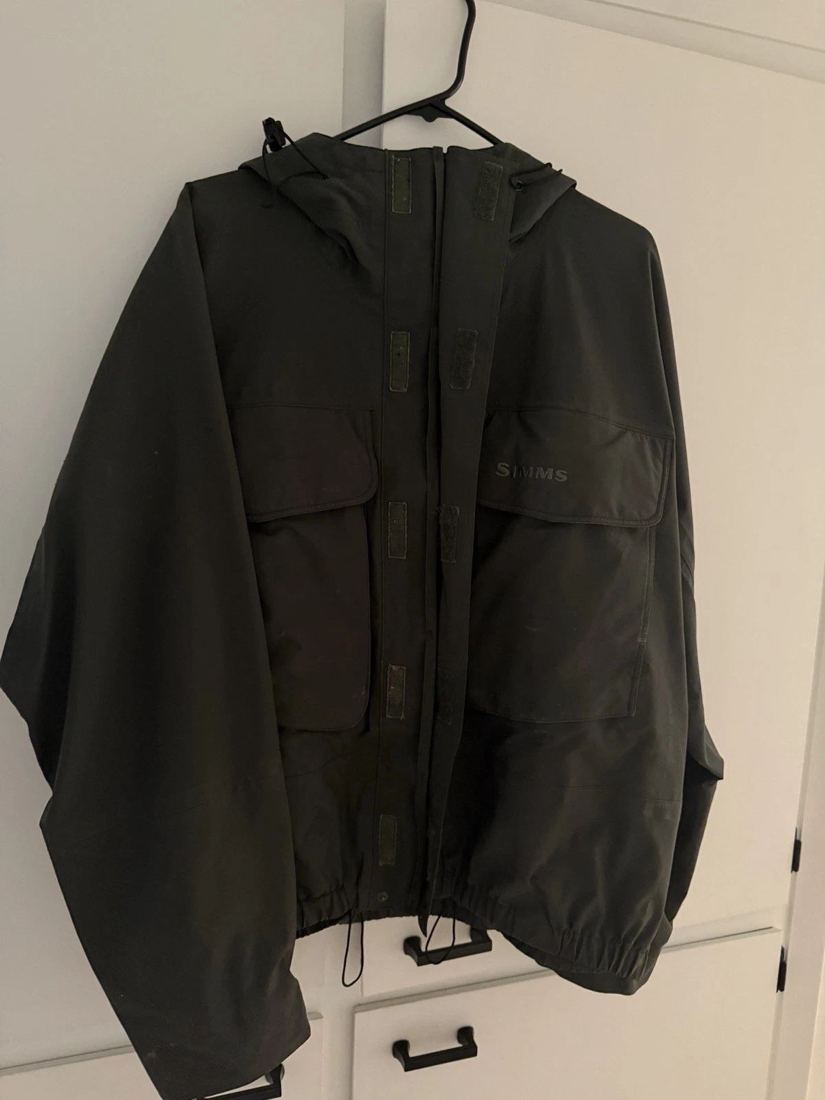 Simms Gore tex Fishing Wading Full Zip Hooded Jacket Men’s Size XL Green