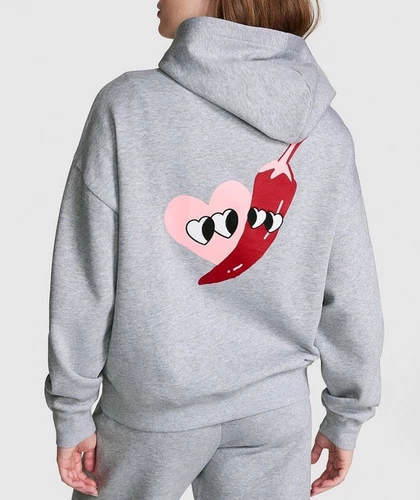 UNDERCOVER Victoria's Secret FELPA CON CAPPUCCIO CAMPUS ROSA EDERA XSMALL