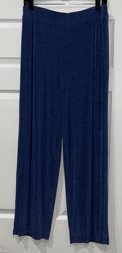 Chico's Travelers Pant Suit Women's Size 2 US Large Blue Knit Slinky Ruffles - Picture 3 of 12