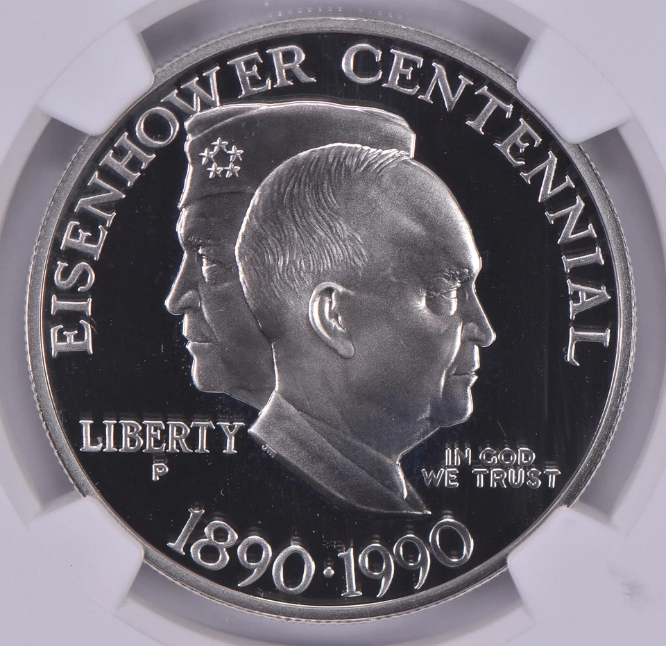 1990-P Eisenhower Commemorative Dollar Prestige Set PF69 UCAM NGC Brown *1027 - Image 3 of 4