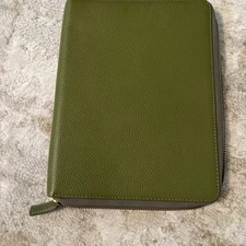 Moterm Zipper Planner Cover, A5 Sz.  Pebbled Green Color Leather