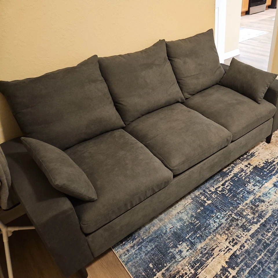 Juego de sofá de tela seccional reversible en forma de L sofá convertible sala de estar Foto 4 de 4