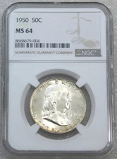 1950 P Franklin Half Dollar NGC MS64 99% FBL Frosty Just Graded New Holder T179B