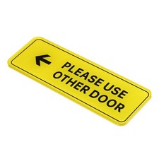 Please Use Other Door Left Arrow Sign, Acrylic 9"x3" Yellow