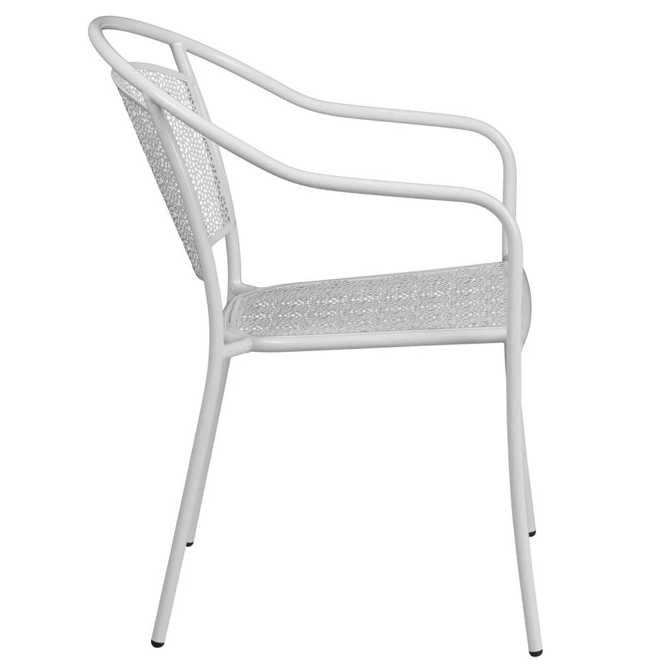 Commercial Grade White Indoor-Outdoor Steel Patio Arm Chair with Round Back - Image 4 of 4
