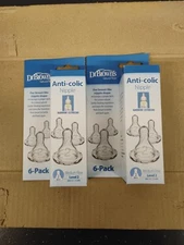 Dr. Brown's 3 X 6 Pk = 18 Natural Flow Anti-Colic Nipple Level 2 M Flow 3m+ New