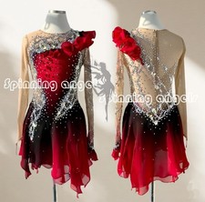 Figure Skating Dress Women's / Girls' Ice Skating Dress red dyeing handmade