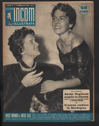 SETTIMANA INCOM 6/1953 MISS CHILE MISS WORLD FLODIN ESPEJO MONTE SINNAI SARDEGNA