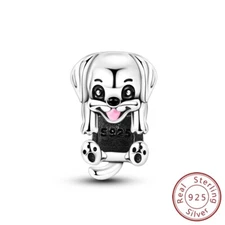 MULA Solid 925 Sterling Silver DIY Charm CZ Enamel Cute Dog For Women Bracelet