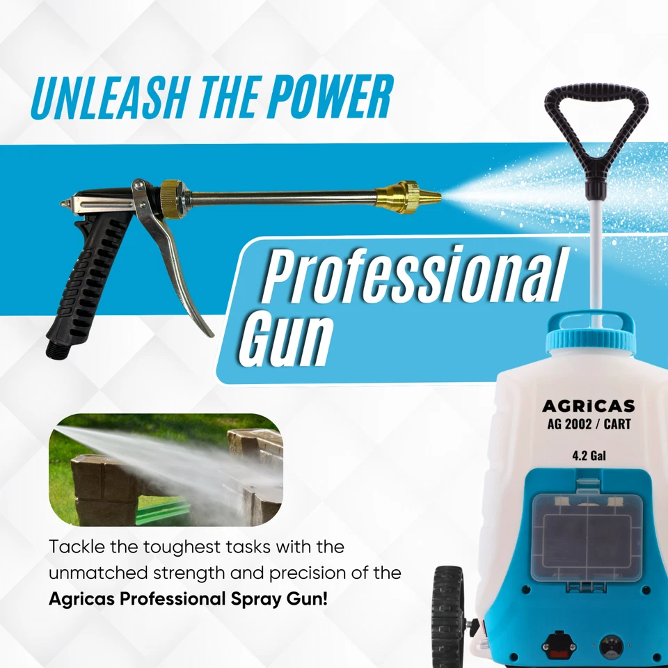 AGRICAS 4,2 galones alimentado por batería con carro, rociador de mochila para césped y jardín Foto 2 de 4