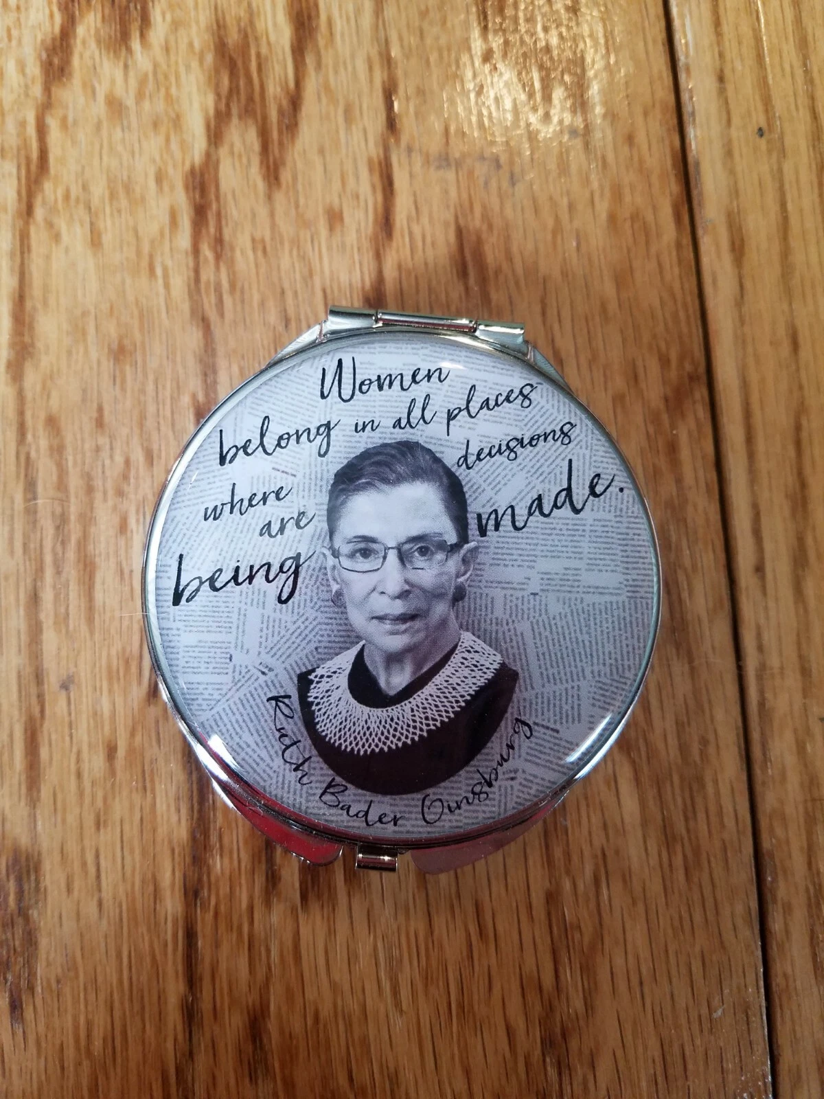 Ruth Bader Ginsburg Mirror Makeup Compact Case - Pill Holder -etc "women belong"
