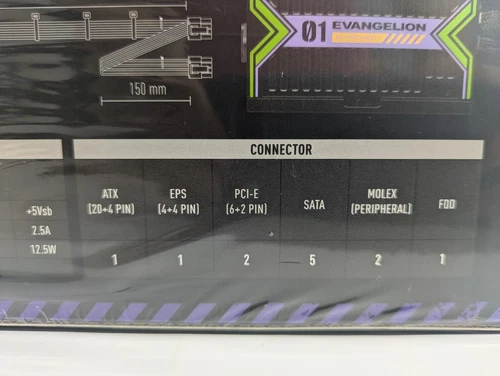MSI x Evangelion e:PROJECT MAG A650BN EVA ATX Power Supply Unit PSU Color 650w - Picture 21 of 24