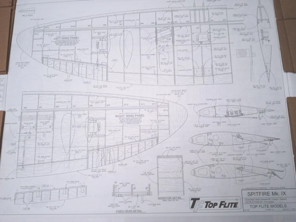Top Flite Spitfire MkIX Gold Edition 60 Size Plans/Manual/Decals SPF6D01R OEM - Image 3 of 4