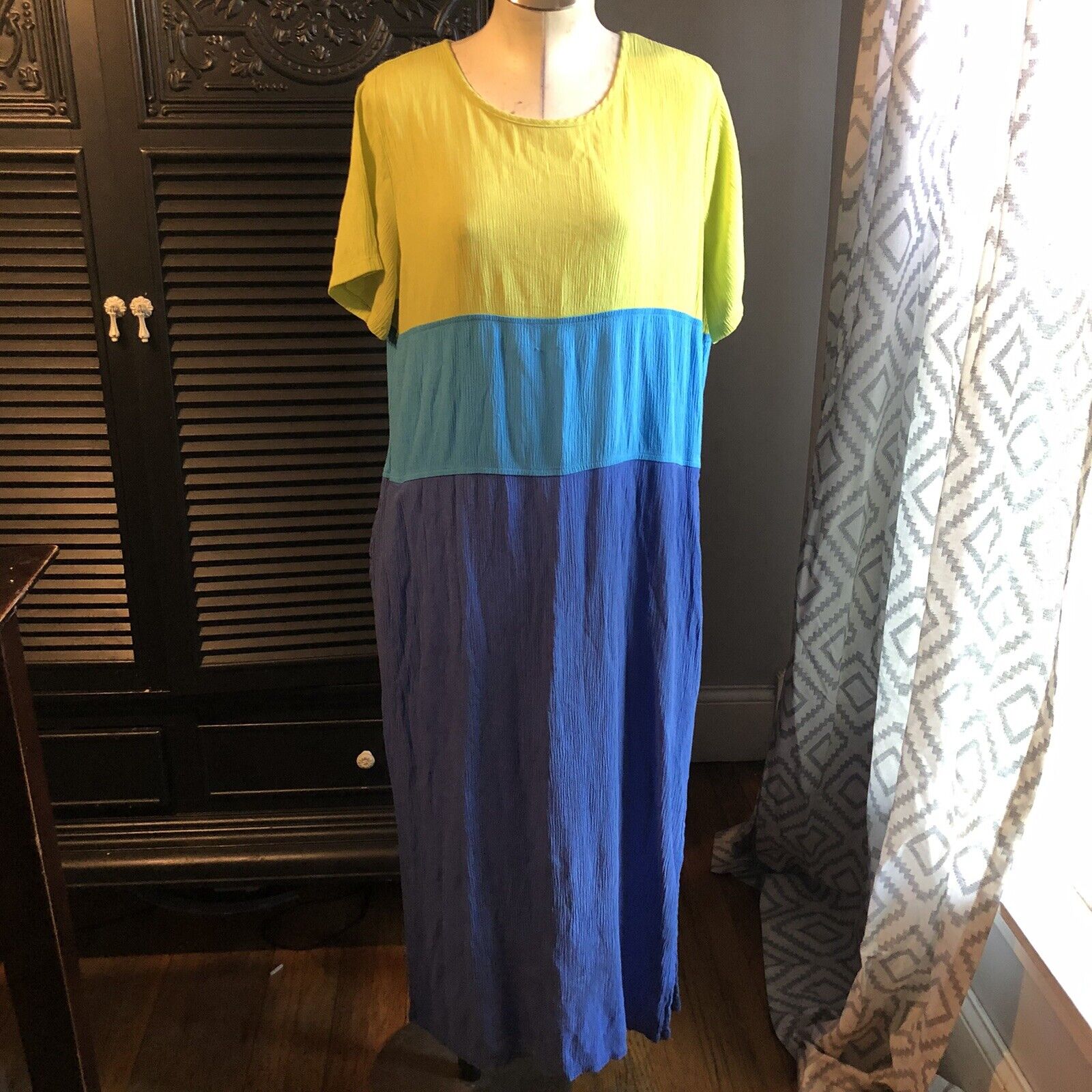 Vintage Diane Von Furstenberg Dress Color Block A… - image 1