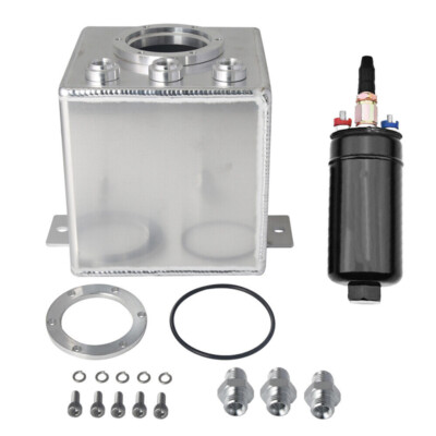 #ad 2L High Flow Swirl Fuel Surge Tank AN6 Aluminum w 044 External Fuel Pump $61.00
