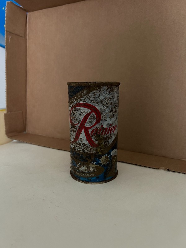 Rainier Beer Jubilee Flat Top Can, 11 Oz Naturally Aged, Sicks' Rainier, Seattle