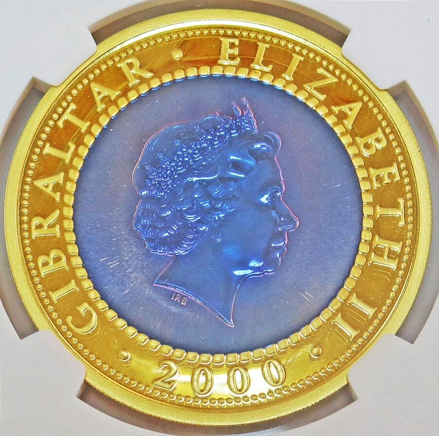 ジブラルタル 2000 Proof 5£ チタン貨 Uni Penny Post 2000 GOLD